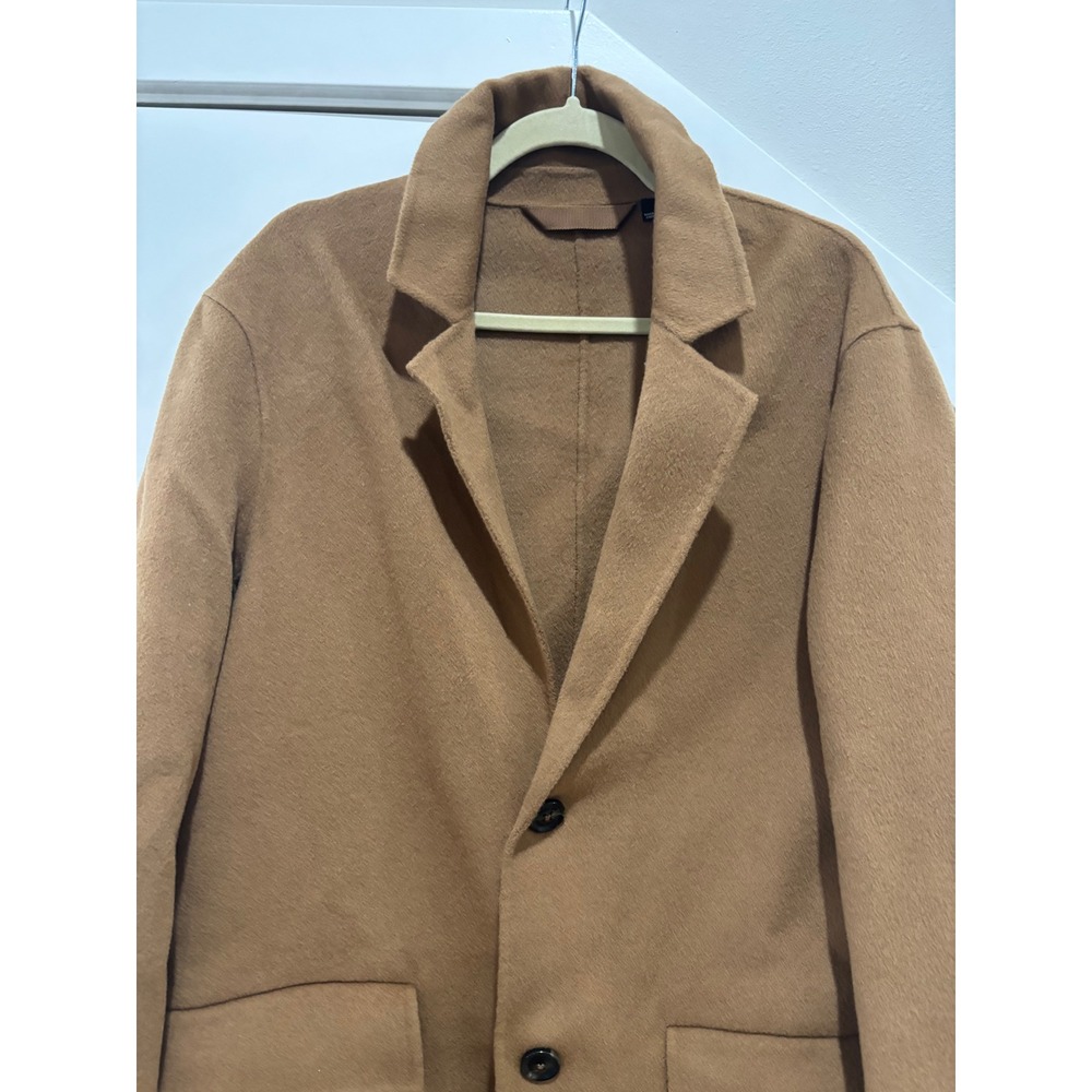 J.Lindeberg Diego Wool Coat Mens Camel Brown Overcoat‎ Size 48 - Picture 5 of 7